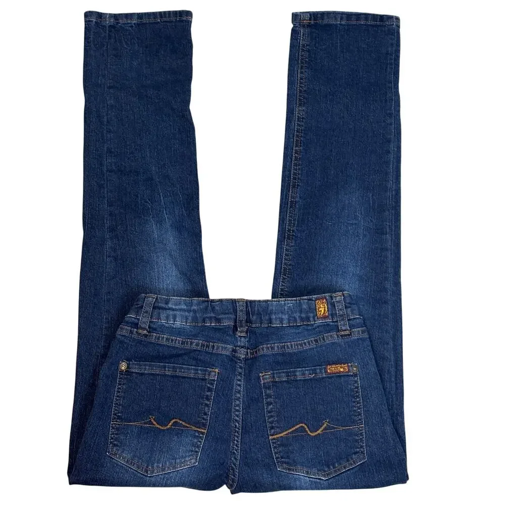 7 For All Mankind Slimmy Adjustable Waistband Girls Size 12 Jeans Darkwash Denim
